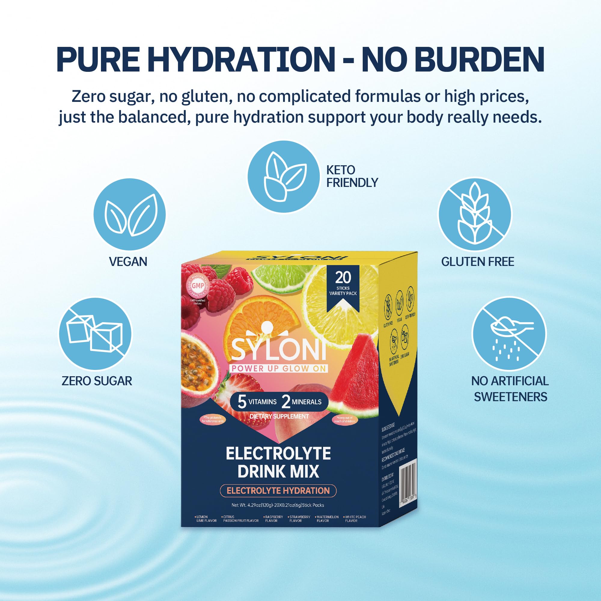 Syloni electrolytes white peach stick delivers sugar-free refreshment