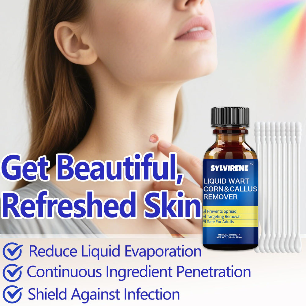 Sylvirene Wart Remover Liquid cotton swab dip demonstrates easy application at home
