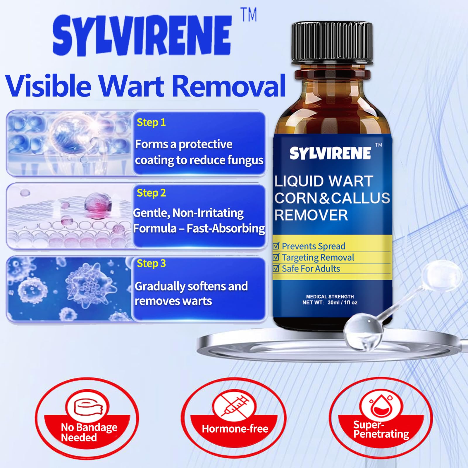 Sylvirene Wart Remover Liquid wart area before after highlight quick visible removal possibility