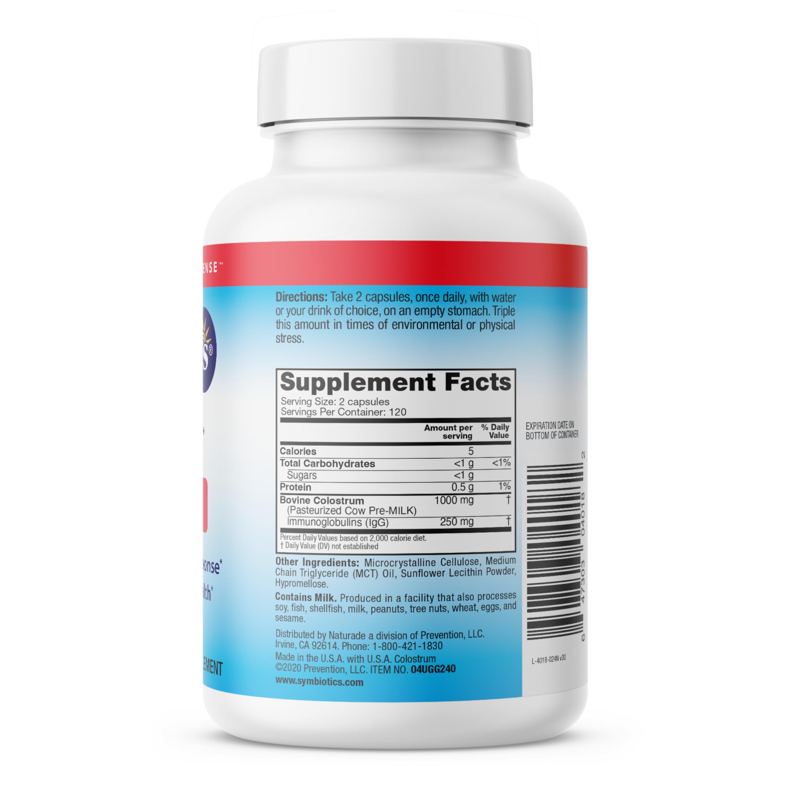 Symbiotics Colostrum 240ct grade-a-dairy-seal highlights purity and safe sourcing