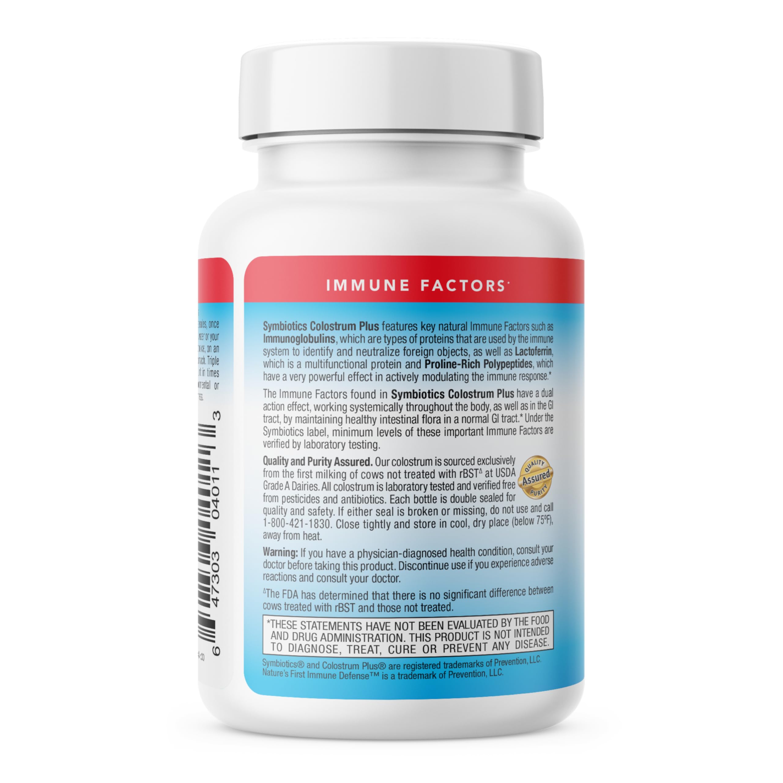 Symbiotics Colostrum capsules beside a glass of water for daily use.