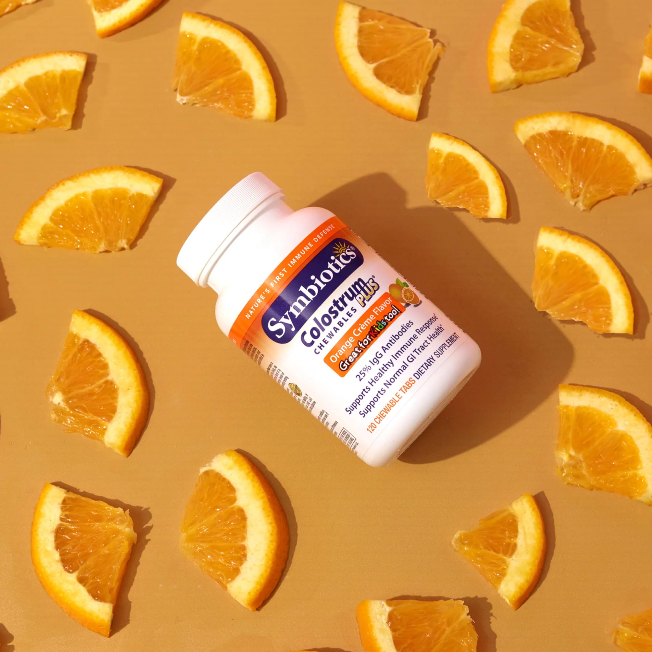 Symbiotics Colostrum Plus lactoferrin ingredient boosts gut health and iron balance.
