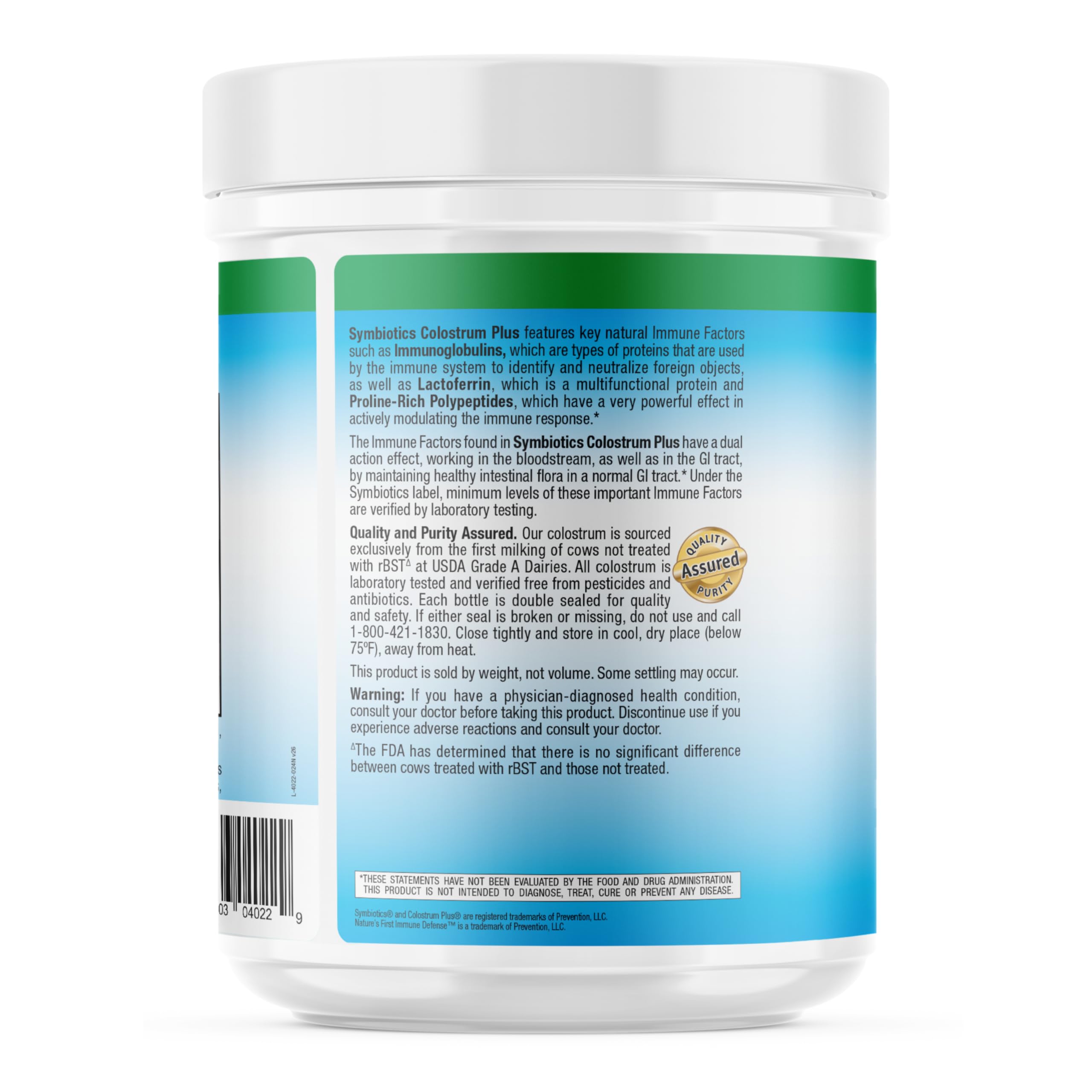 Symbiotics Colostrum Plus Powder features lactoferrin for immune modulation