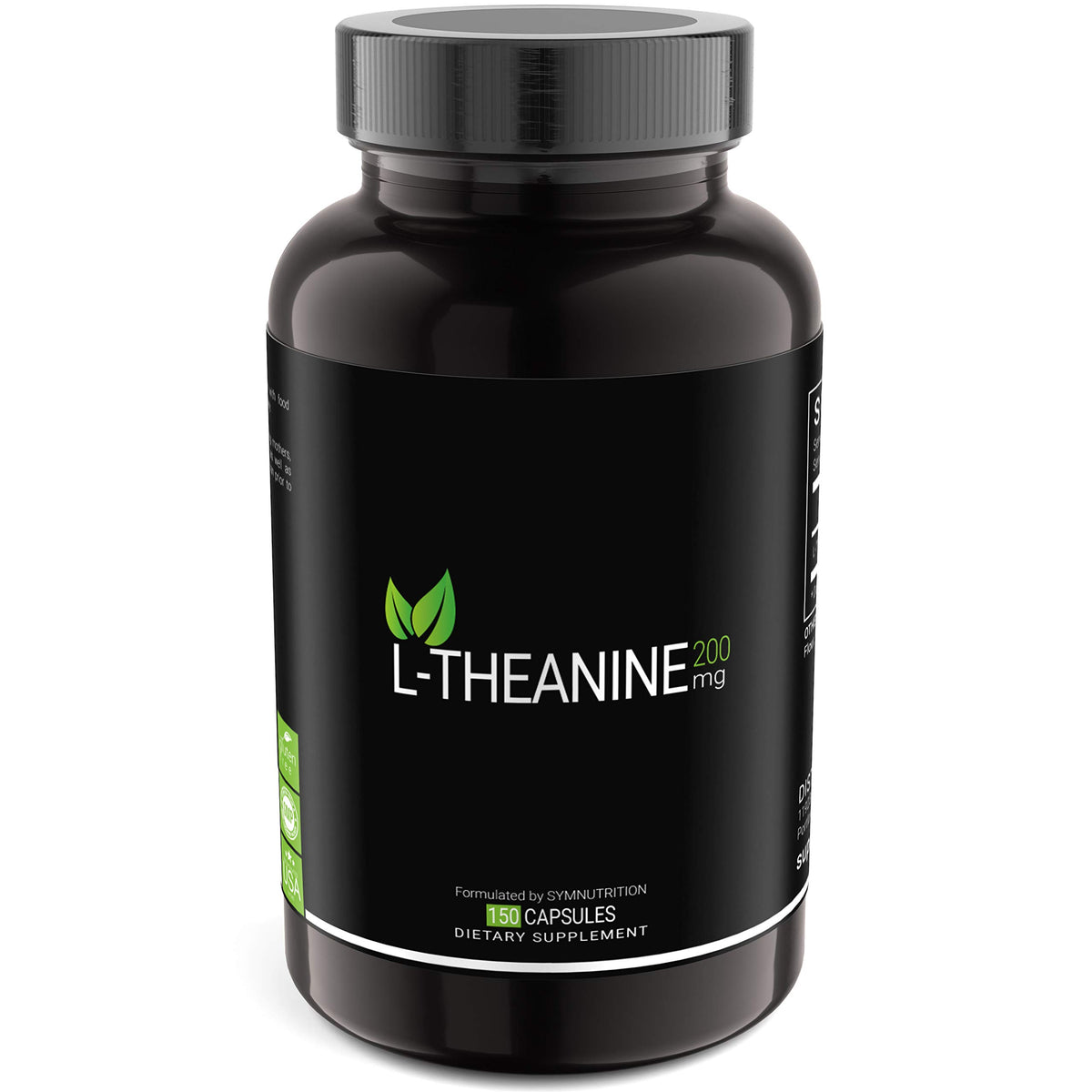 SYMNUTRITION L-Theanine bottle front showing 150 servings for daily calm.