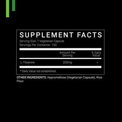 SYMNUTRITION L-Theanine bottle side label highlights vegan, gluten-free and non-GMO features.