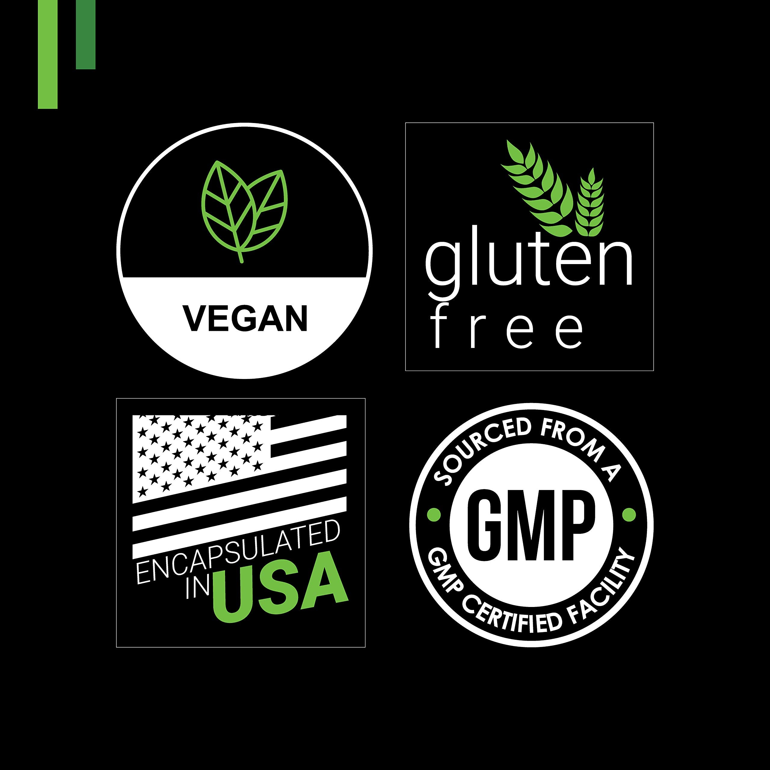 SYMNUTRITION L-Theanine ingredients close-up noting non-GMO and vegan status.