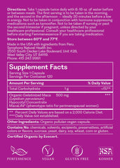 Close-up of Femmenessence MacaLife pouring capsule visuals and serving cue