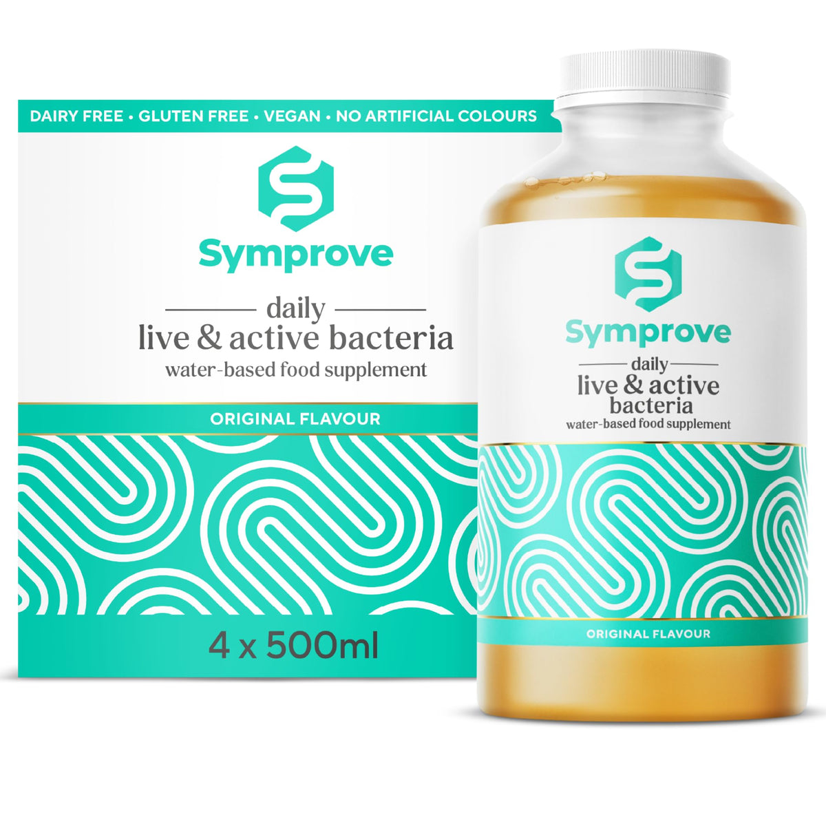 Symprove Original X4 bottle front for daily gut health support.