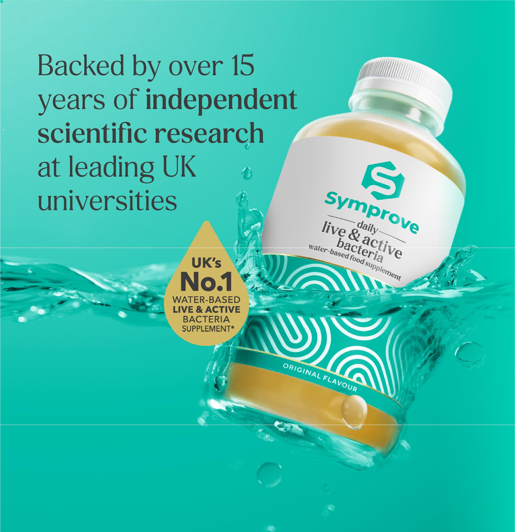 Symprove Original X4 label detail highlights quality and dosage clarity.