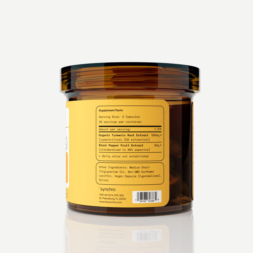 Synchro Gold capsules on clean surface, convenient daily dose.