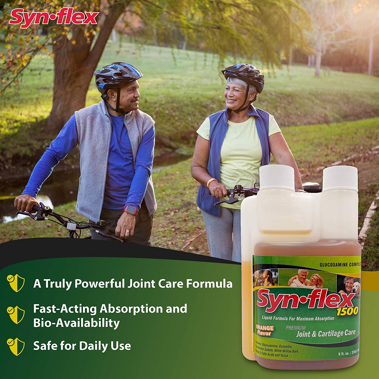 Synflex graphic illustrating healthy joints and cartilage support.