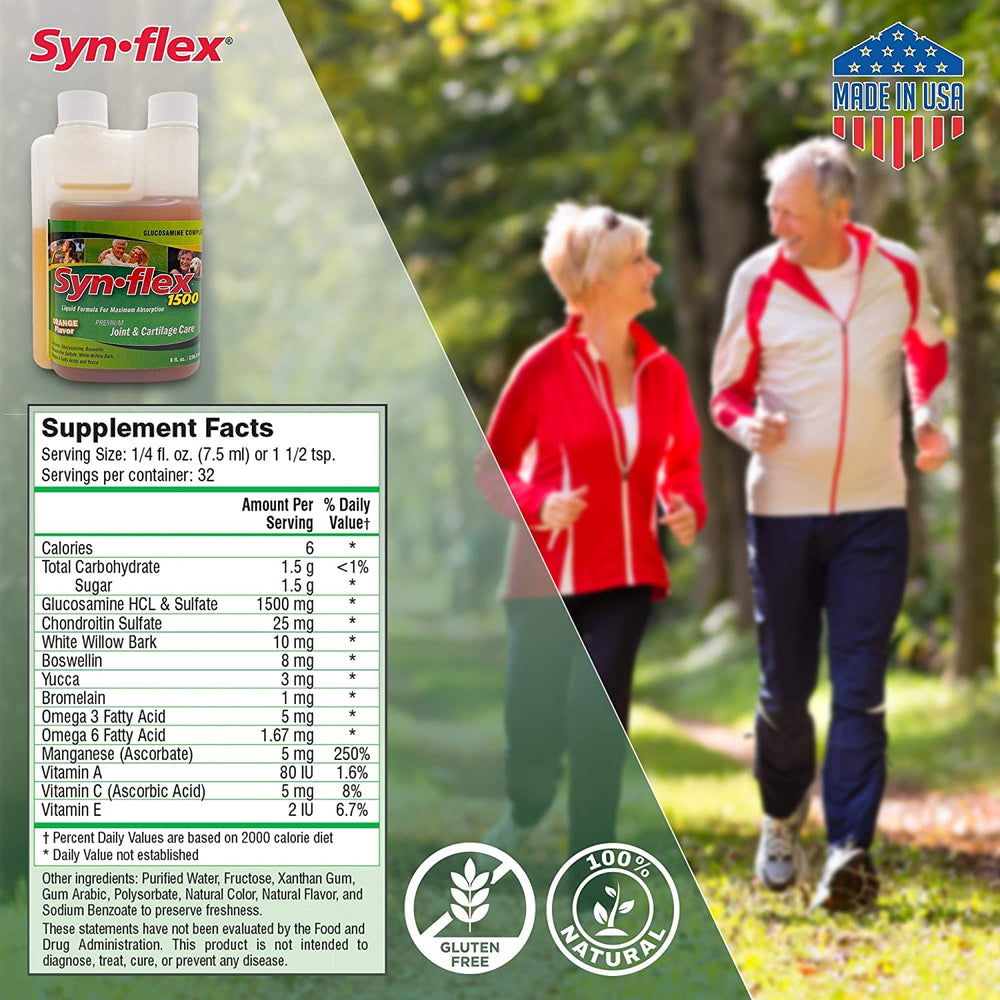 Synflex ingredient panel with white willow bark and nutrients for joint support.