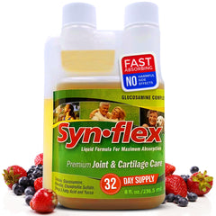 Synflex liquid glucosamine original formula bottle with berry flavor supports joints
