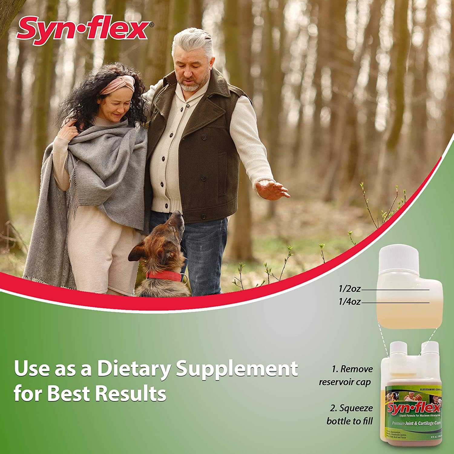 Synflex original formula bottle close up on ingredients and vitamins