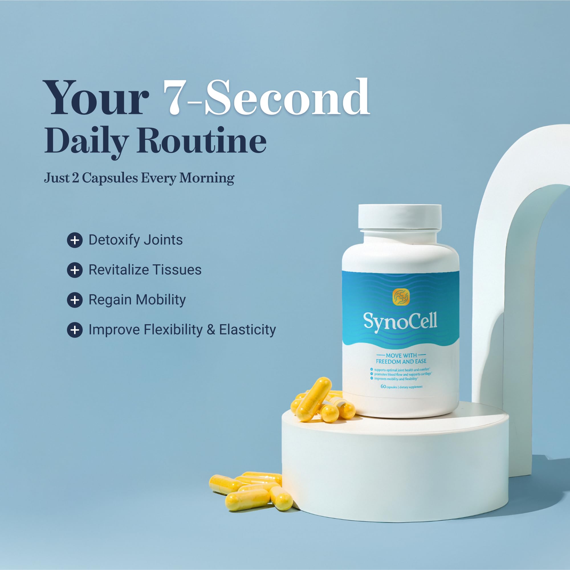 Synocell daily-dosing capsules ready for a simple routine