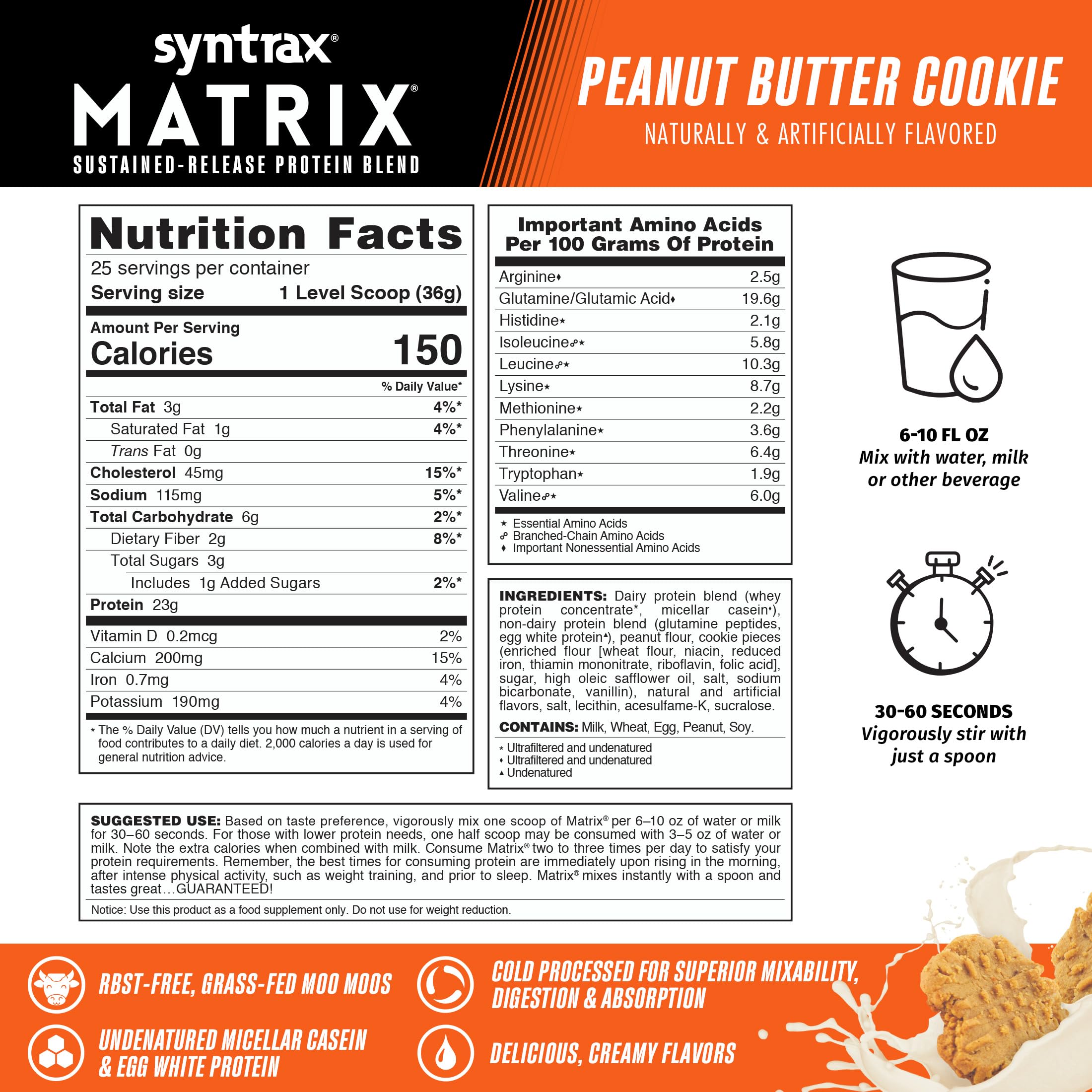 Syntrax Matrix smooth creamy flavor pour highlights easy mixability.