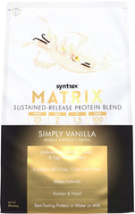 Syntrax Matrix bottle demonstrates sustained-release protein for steady energy between workouts