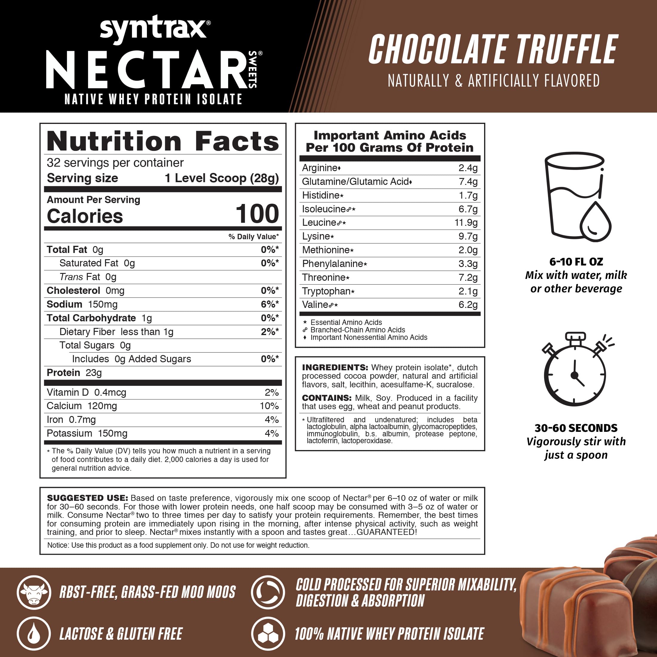 Syntrax Nectar Sweets Chocolate Truffle shake showing creamy texture