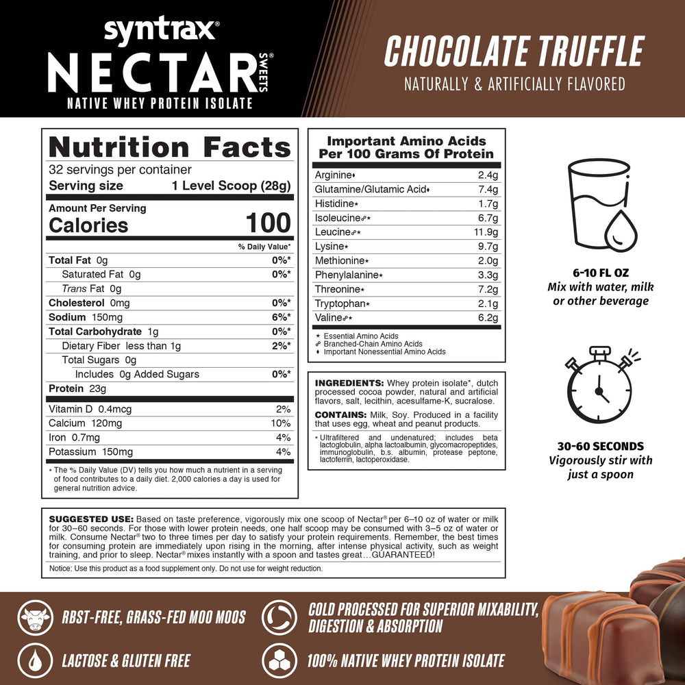 Syntrax Nectar Sweets Chocolate Truffle shake showing creamy texture