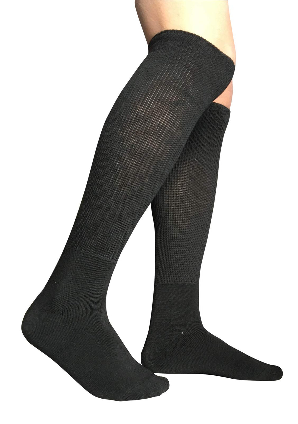 SYOLLAVE diabetic edema socks designed for wide calves and cast feet.
