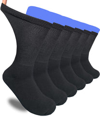SYOLLAVE diabetic socks with extra width in black for swollen feet comfort