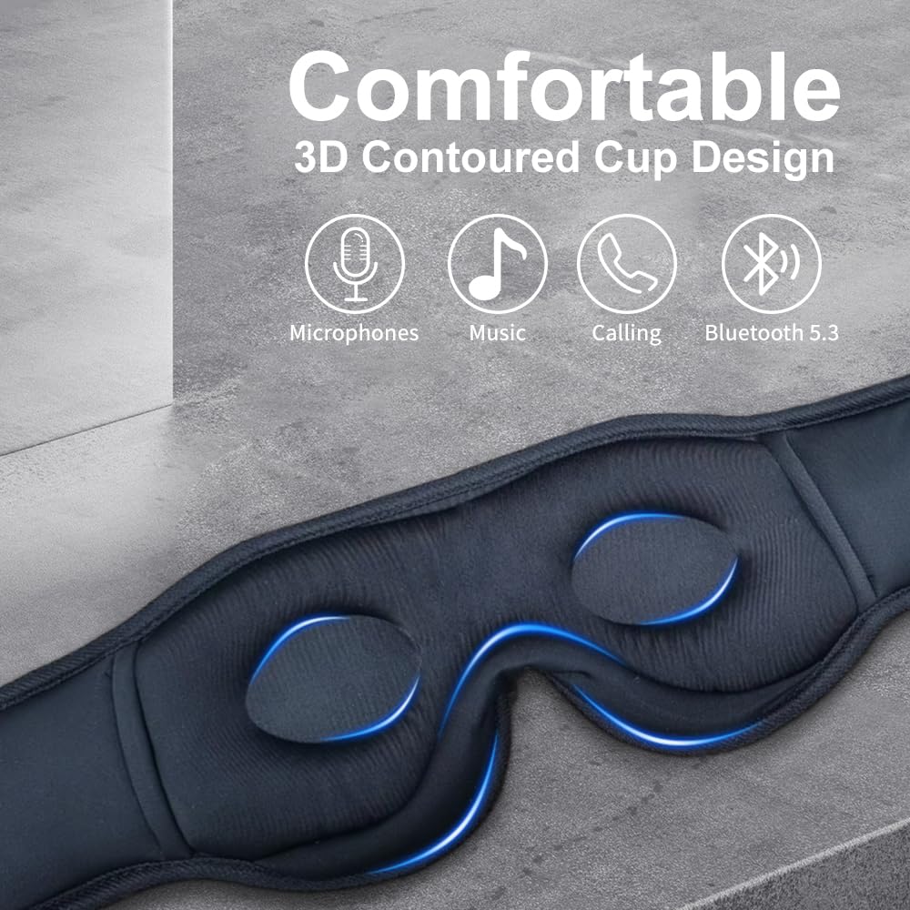 SYPVRY blue sleep mask in blackout mode blocking light effectively