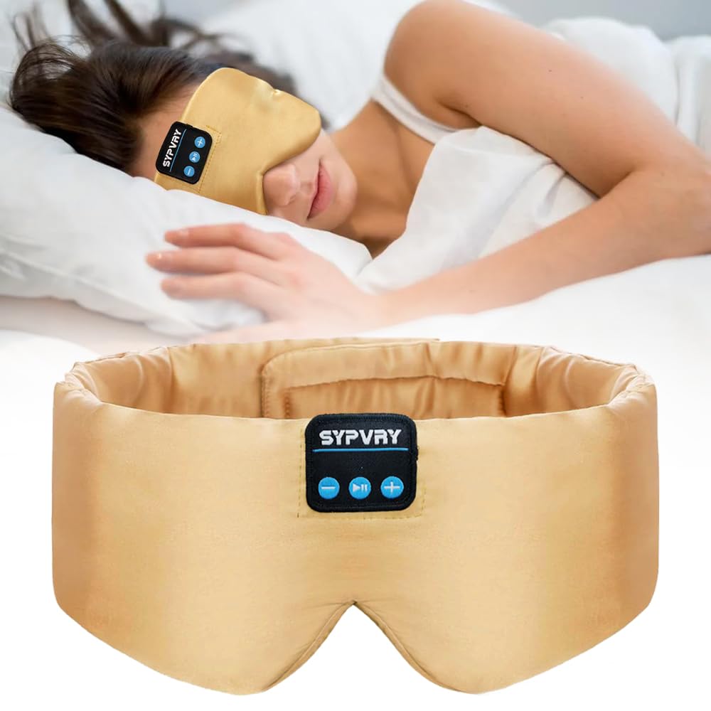 SYPVRY Sleep Mask Bluetooth Headphones providing wireless listening for restful nights.
