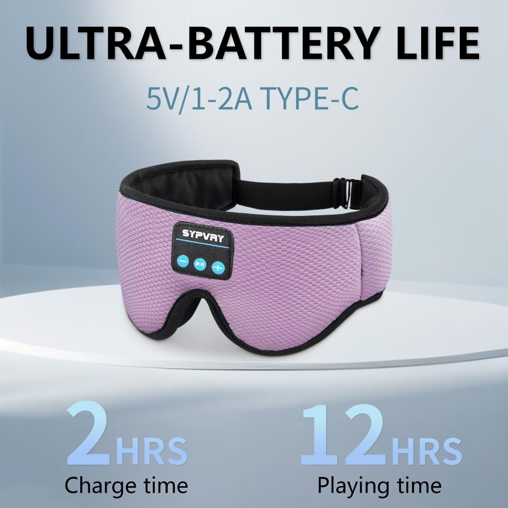 SYPVRY wireless sleep headband with USB-C charging for easy power on the go.