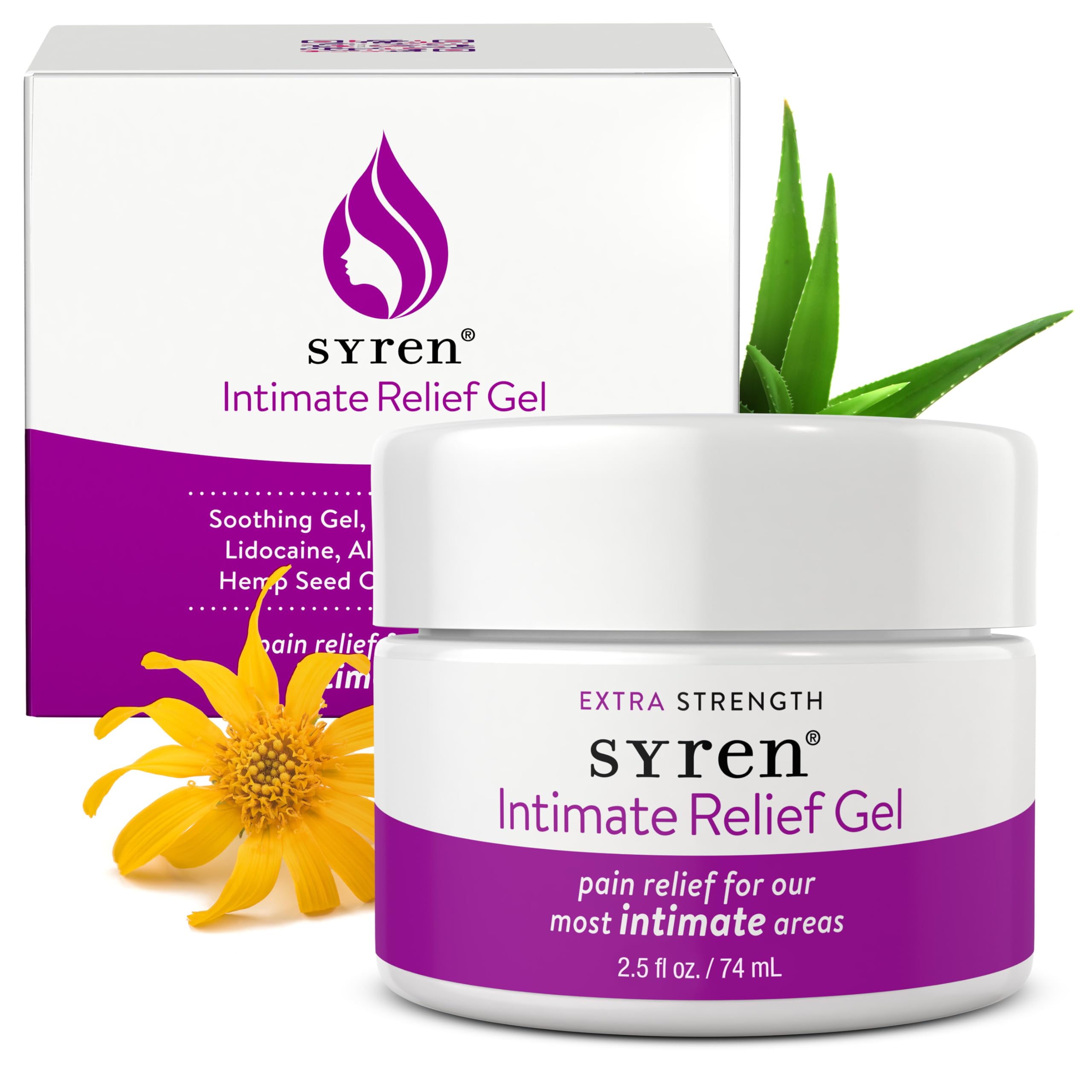SYREN Intimate Relief Gel bottle close-up showing silky texture for quick relief