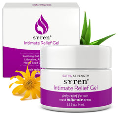 SYREN Intimate Relief Gel bottle close-up showing silky texture for quick relief