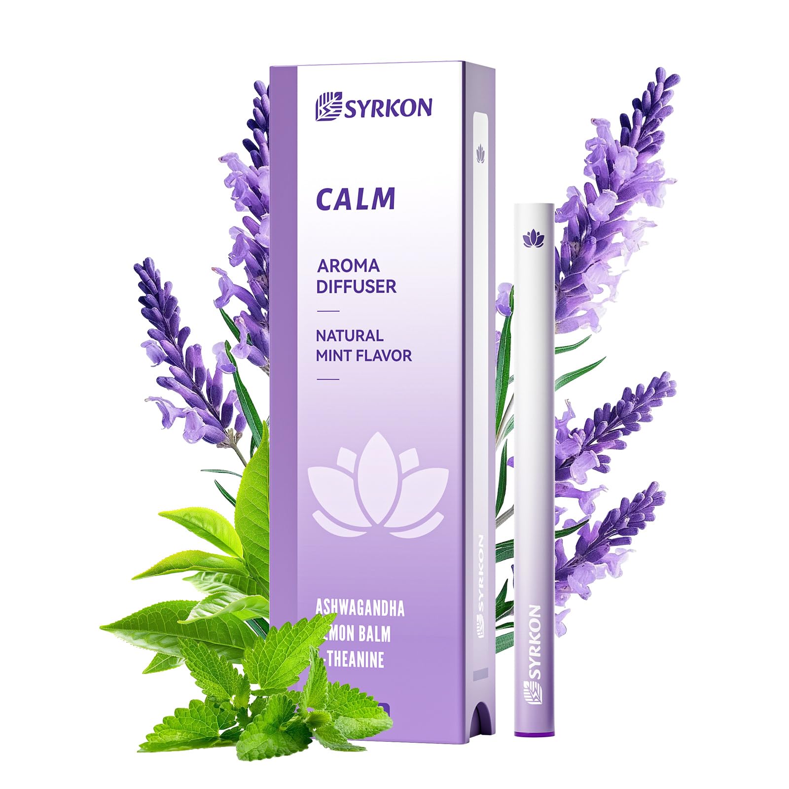 Syrkon Herbal Diffuser Pen emits lavender aroma for a quick calm moment.
