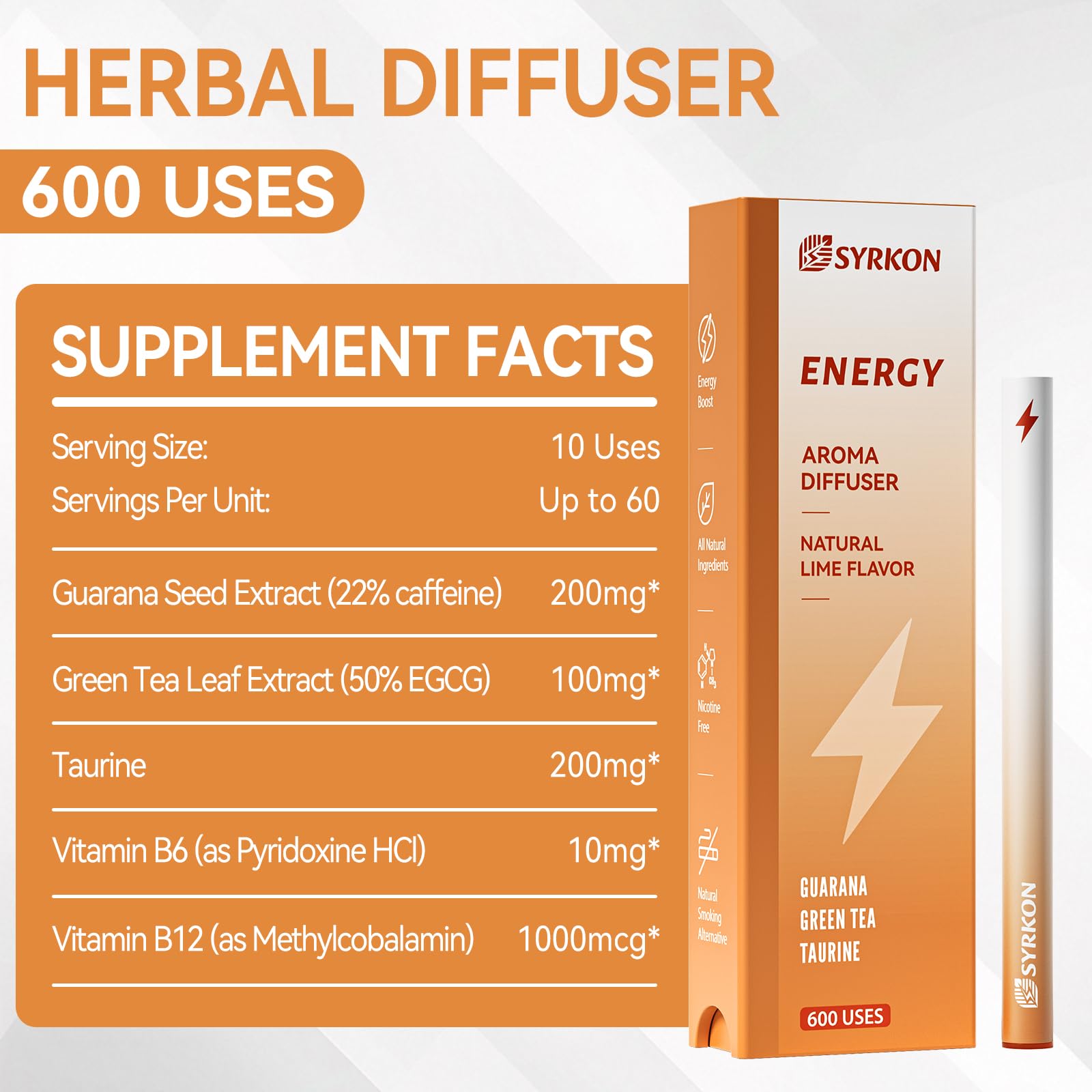 SYRKON plant energy formula close-up showing natural caffeine sources