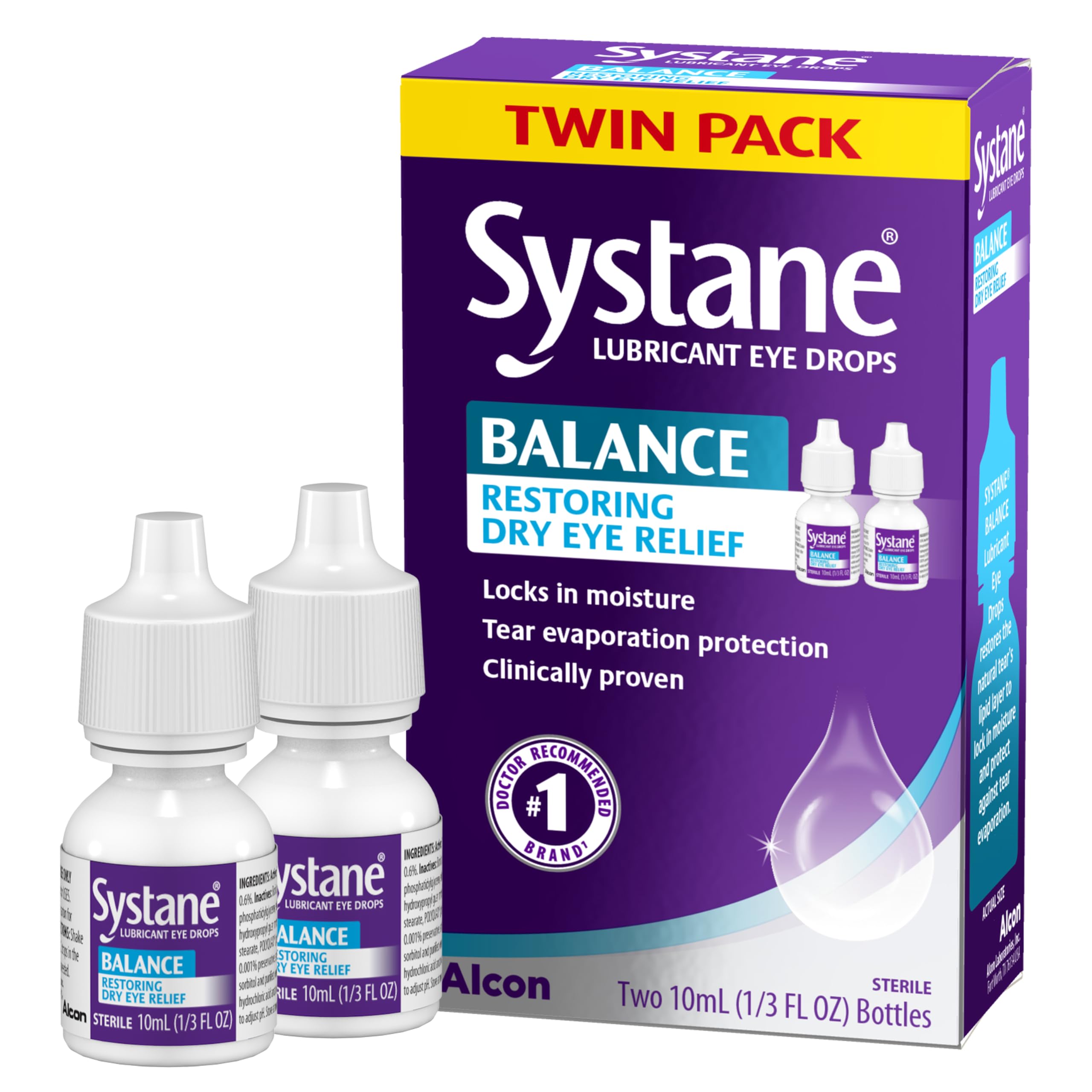 Systane Balance bottle pour demonstrates smooth flow for quick eye comfort.