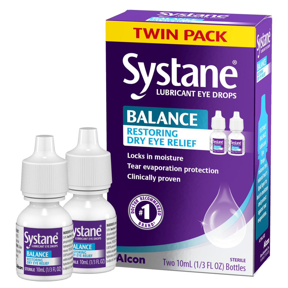 Systane Balance bottle pour demonstrates smooth flow for quick eye comfort.