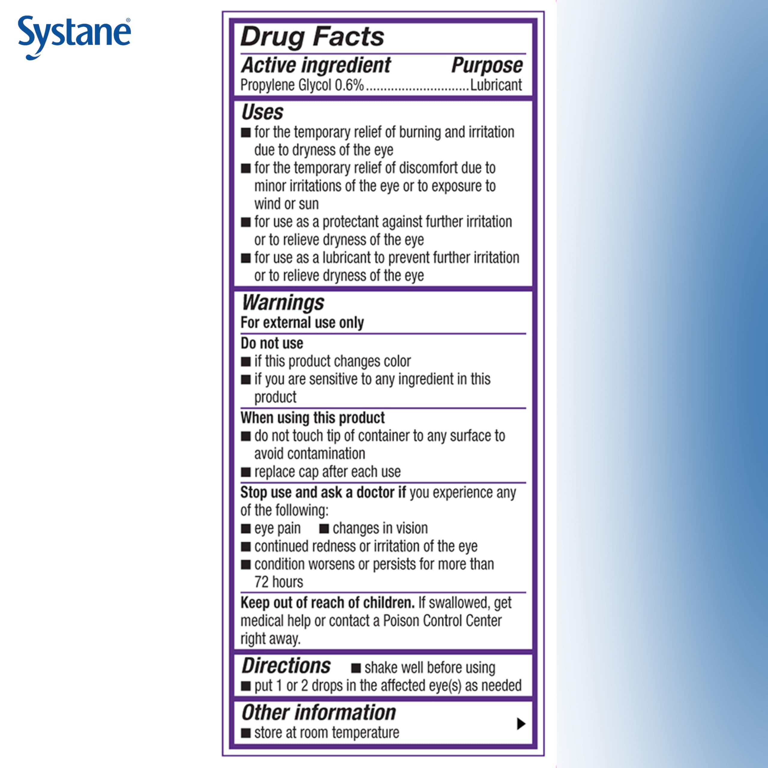 Systane Complete eye surface protection with nano droplets technology.
