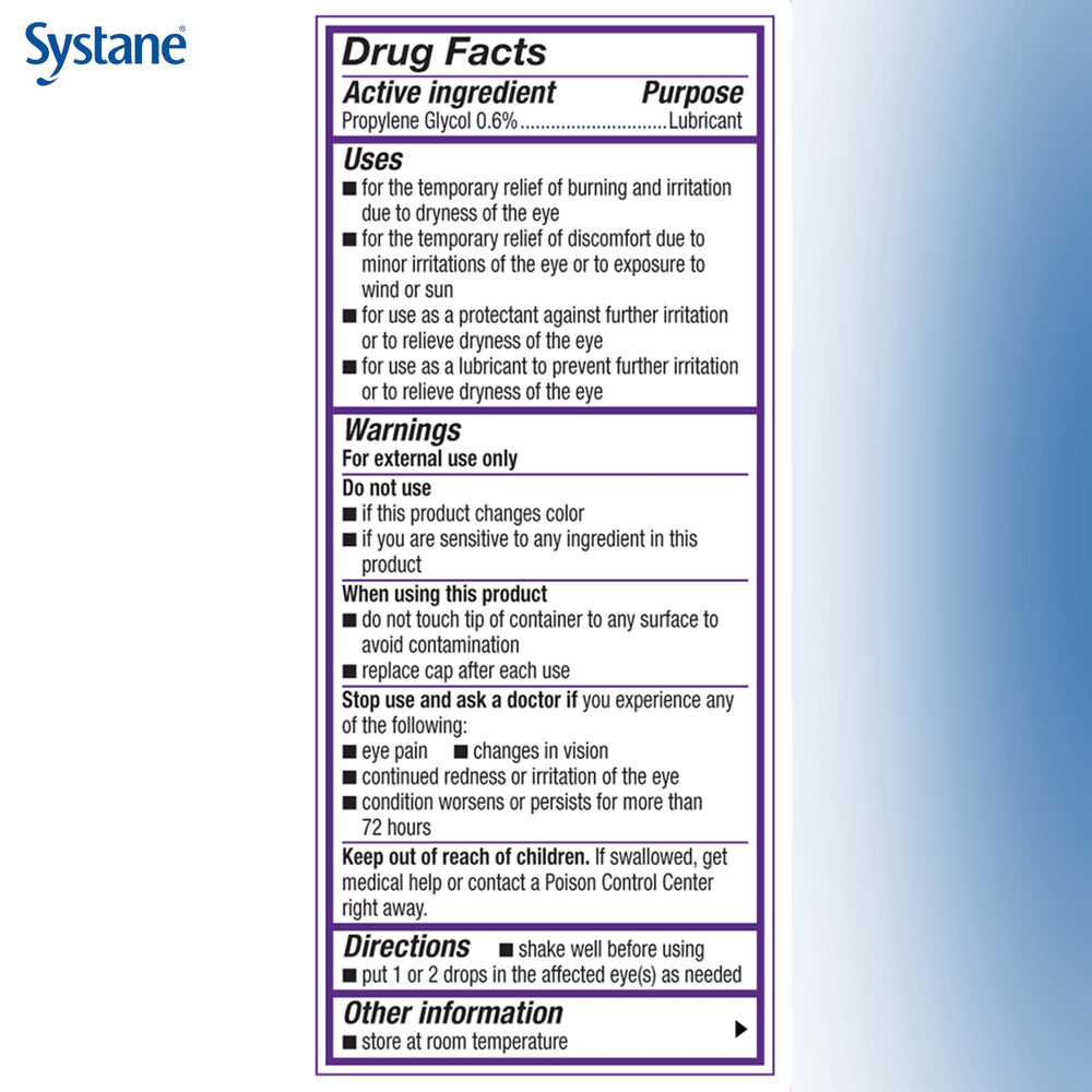 Systane Complete eye surface protection with nano droplets technology.