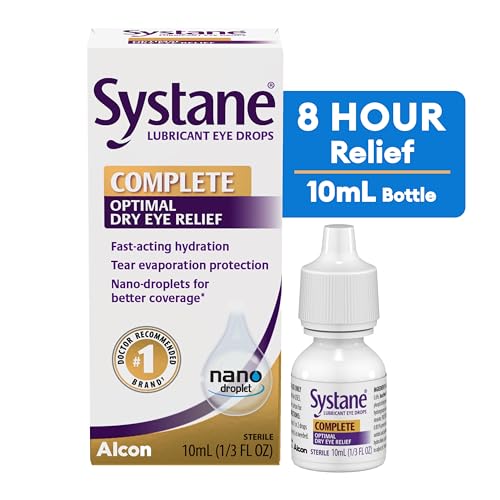 Systane Complete fast hydration shown in a 10 ml bottle for quick relief.