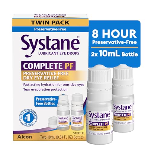 Systane Complete PF drops close-up highlight nano droplets for quick relief.