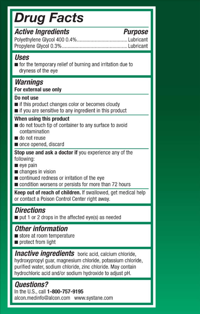 Systane eye drops application close-up showing easy use