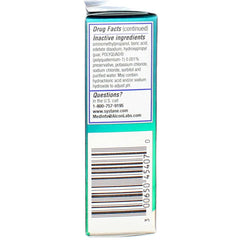 Systane Gel Drops bottle label zoom emphasizes brand and clarity.
