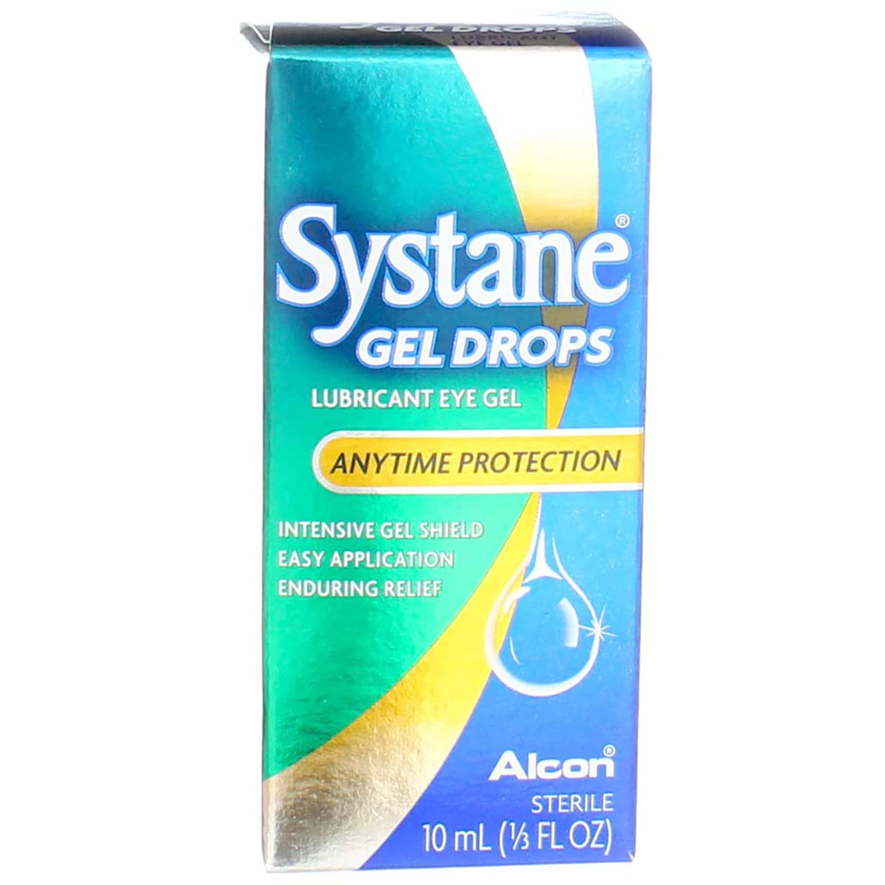 Systane Gel Drops cap and dropper top in crisp focus.