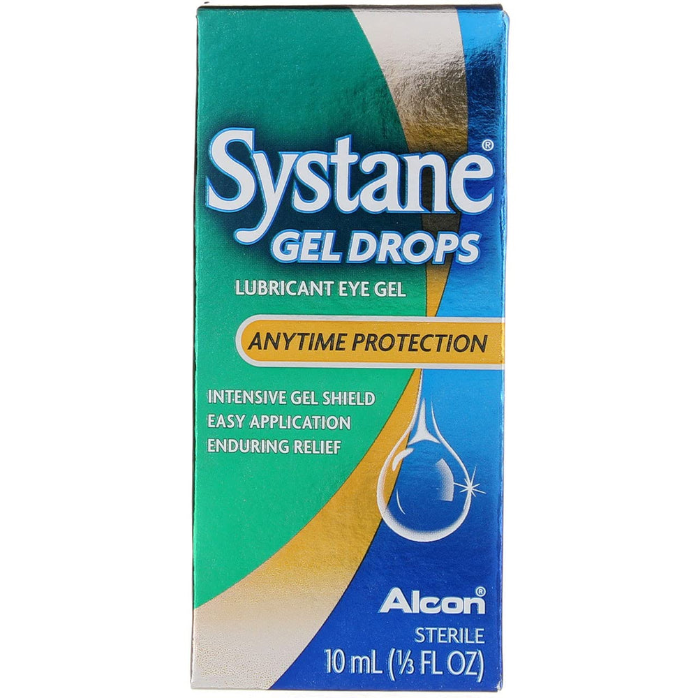 Systane Gel Drops pack4 10mL side view highlights compact bottle and easy handling.