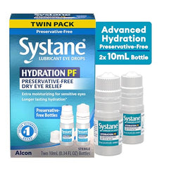 Systane Hydration preservative-free label supports sensitive eyes.