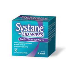 Systane Lid Wipes eyelid cleansing wipes close-up showing gentle texture for daily eye care.