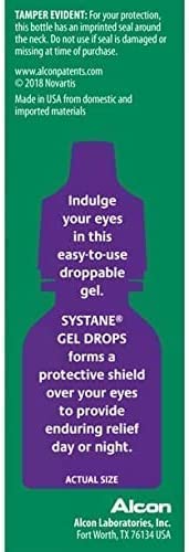 Systane eye gel drops 10ml packaging highlights triple-pack for convenient day and night relief.