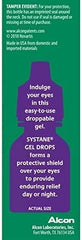Systane eye gel drops 10ml packaging highlights triple-pack for convenient day and night relief.