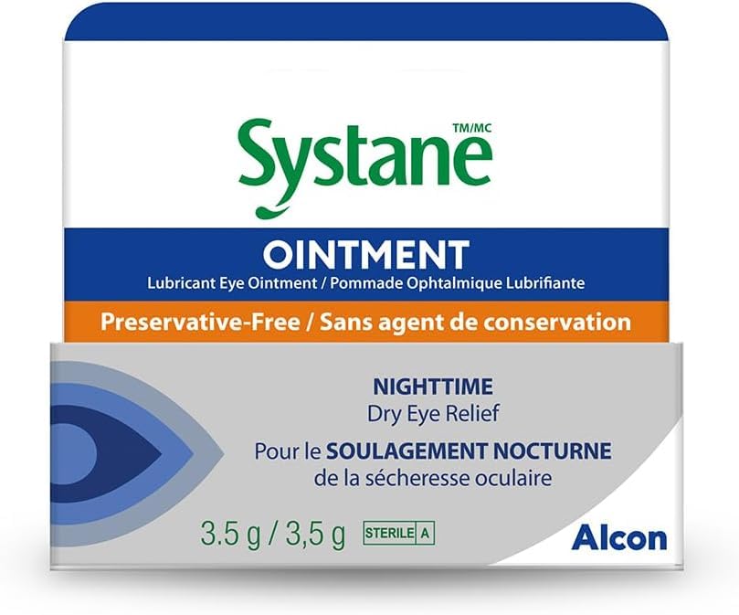 Systane Nightime Eye Ointment tube delivers moisture overnight for comfort