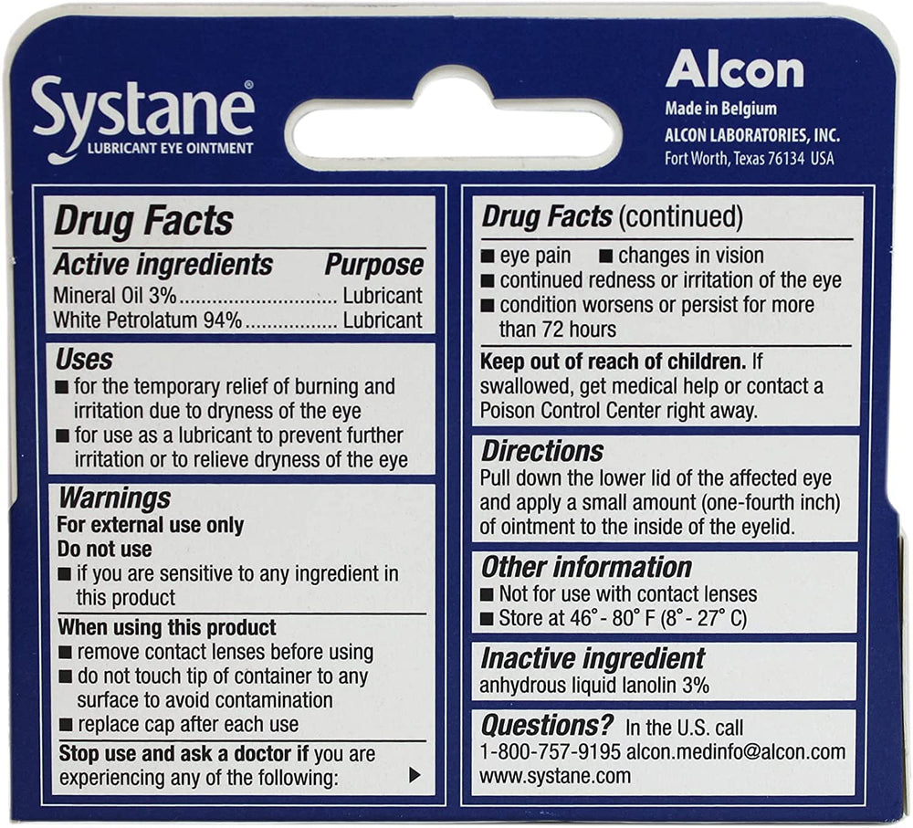 Systane Nighttime Eye Ointment tube shows soothing moisture for nighttime dryness
