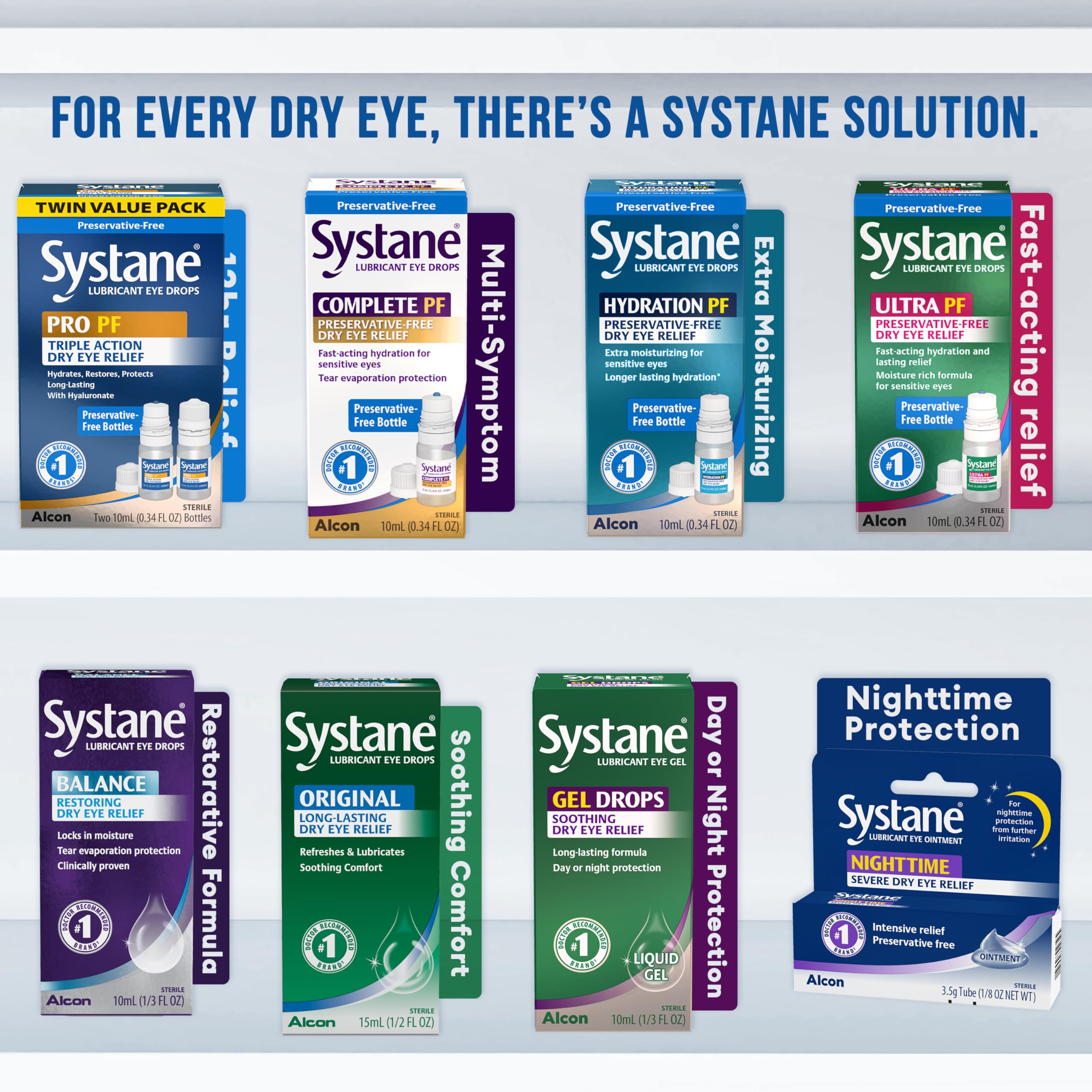 Systane Pro PF visual with eyes showing comfort.
