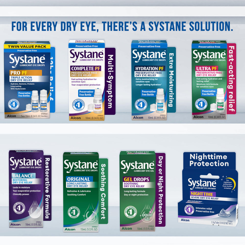 Systane Pro PF visual with eyes showing comfort.